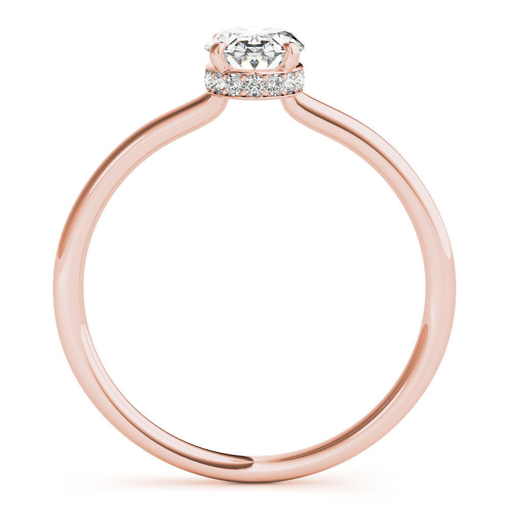 Rose gold Oval Solitaire Diamond Ring with Thin Band and Four-Prong Setting 2