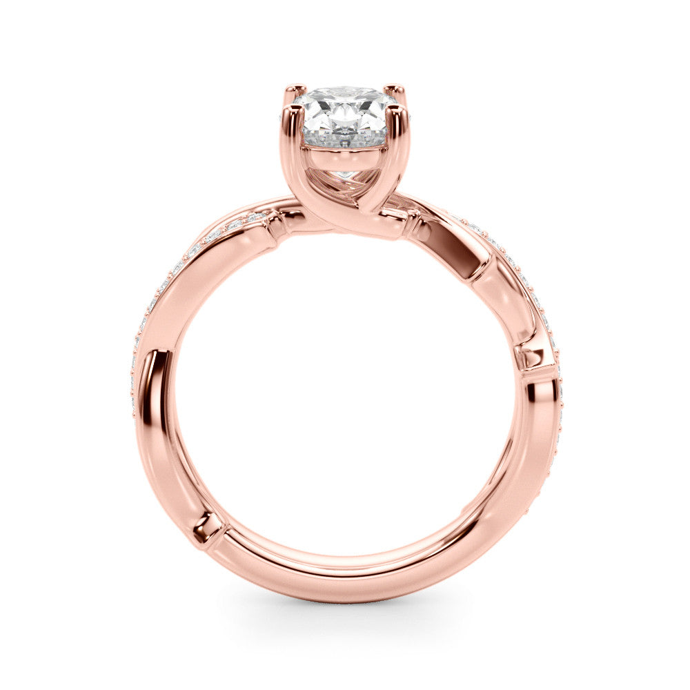 Rose gold Oval Solitaire Diamond Twist Band with Four-Prong Setting 2