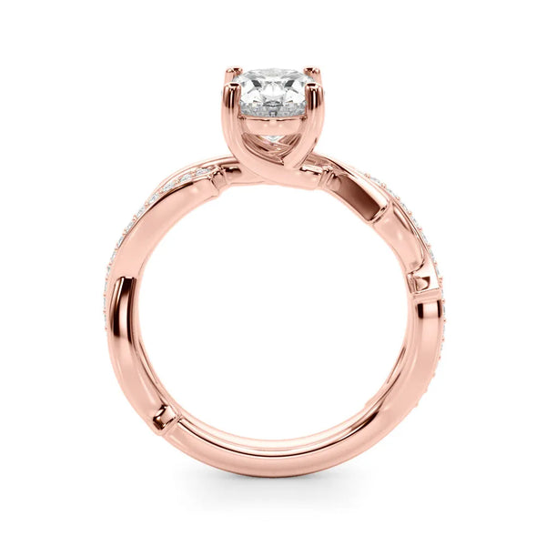 Rose gold Oval Solitaire Diamond Twist Band with Four-Prong Setting