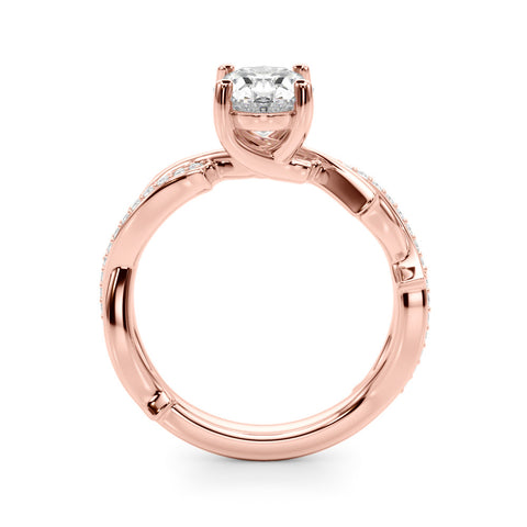Rose gold Oval Solitaire Diamond Twist Band with Four-Prong Setting 2