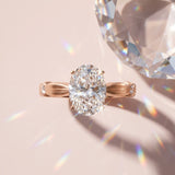 Rose gold Oval Solitaire Diamond Twisted Band with Four-Prong Setting_16