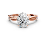 Rose gold Oval Solitaire Diamond Twisted Band with Four-Prong Setting_49