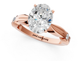 Rose gold Oval Solitaire Diamond Twisted Band with Four-Prong Setting_50