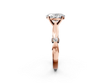 Rose gold Oval Solitaire Diamond Twisted Band with Four-Prong Setting_51