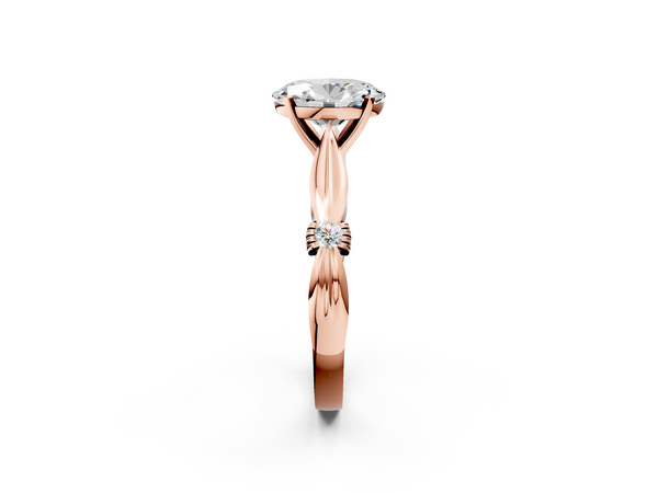 Rose gold Oval Solitaire Diamond Twisted Band with Four-Prong Setting