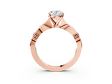 Rose gold Oval Solitaire Diamond Twisted Band with Four-Prong Setting_52