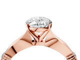 Rose gold Oval Solitaire Diamond Twisted Band with Four-Prong Setting_53