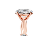 Rose gold Oval Solitaire Diamond Twisted Band with Four-Prong Setting_54