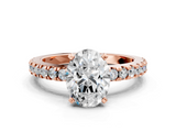 Rose gold Oval Solitaire Diamond with Pavé Band and Four-Prong Setting_73
