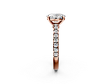 Rose gold Oval Solitaire Diamond with Pavé Band and Four-Prong Setting_75