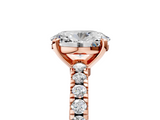 Rose gold Oval Solitaire Diamond with Pavé Band and Four-Prong Setting_78