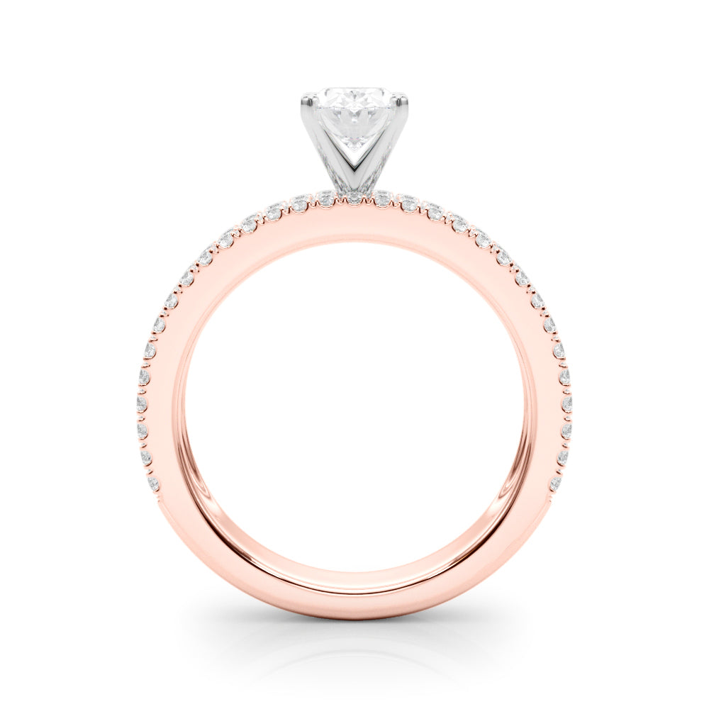 Rose gold Oval Solitaire Diamond with Pave and Channel Set Band 2