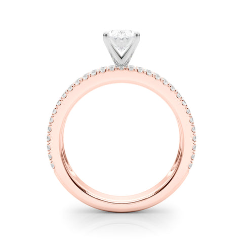 Rose gold Oval Solitaire Diamond with Pave and Channel Set Band 2
