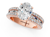 Rose gold Oval Solitaire Diamond with Pave and Channel Set Band_64
