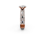 Rose gold Oval Solitaire Diamond with Pave and Channel Set Band_65