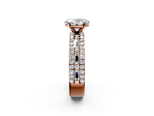 Rose gold Oval Cut Diamond Solitaire Ring with Pavé and Channel Set Band