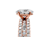 Rose gold Oval Solitaire Diamond with Pave and Channel Set Band_68