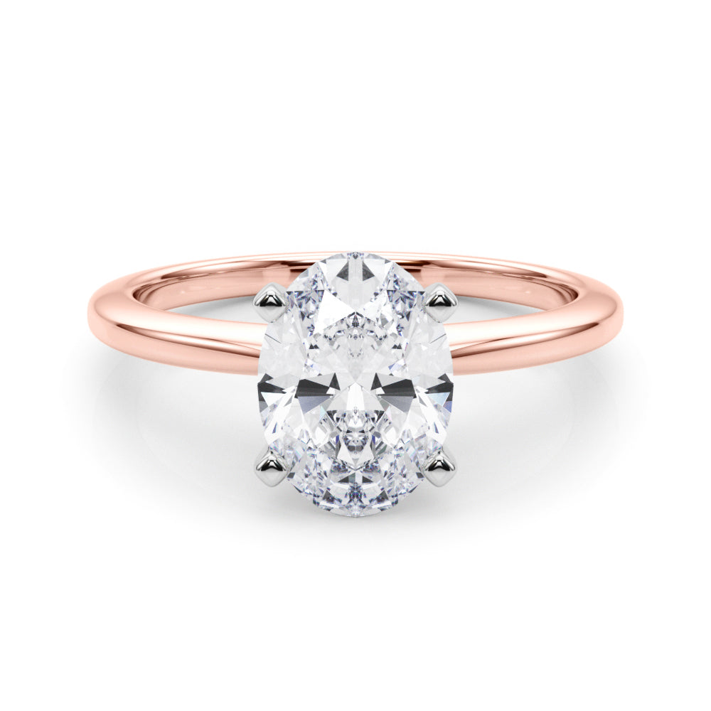 Rose gold Oval Solitaire Engagement Ring with Classic Band and Four-Prong Setting 1