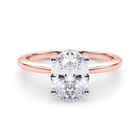 Rose gold Oval Solitaire Engagement Ring with Classic Band and Four-Prong Setting 1