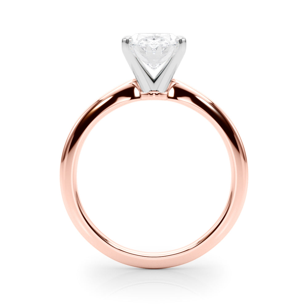 Rose gold Oval Solitaire Engagement Ring with Classic Band and Four-Prong Setting 2