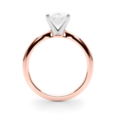 Rose gold Oval Solitaire Engagement Ring with Classic Band and Four-Prong Setting 2