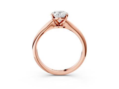 Rose gold Oval Solitaire Engagement Ring with Classic Band and Four-Prong Setting_66