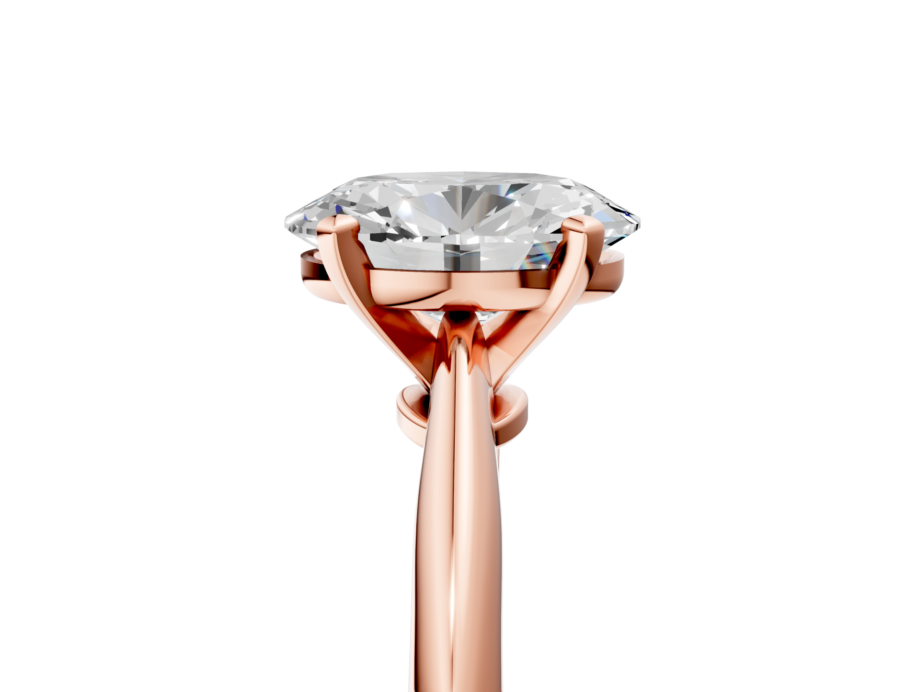 Rose gold Oval Solitaire Engagement Ring with Classic Band and Four-Prong Setting_68