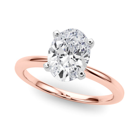 Rose gold Oval Solitaire Engagement Ring with Classic Band and Four-Prong Setting
