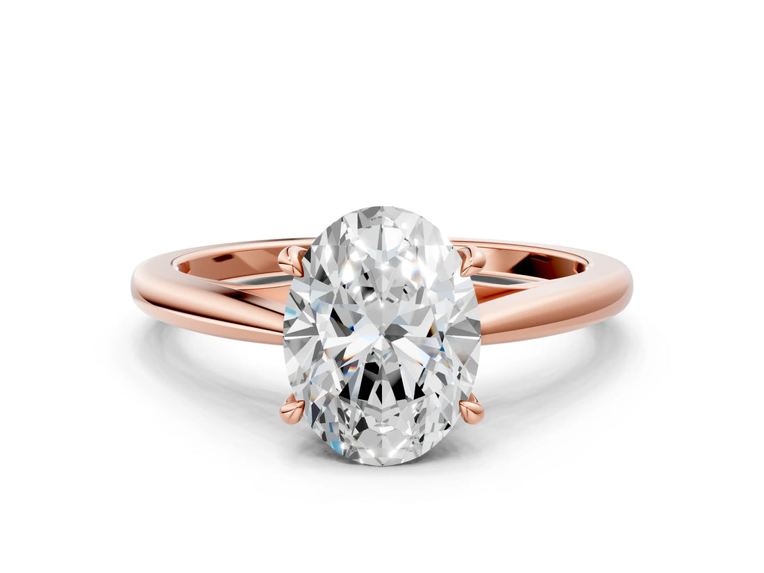 Rose gold Oval Solitaire Engagement Ring with Four-Prong Setting and Classic Band 1