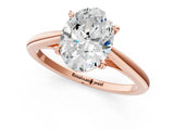 Rose gold Oval Solitaire Engagement Ring with Four-Prong Setting and Classic Band 2