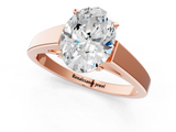 Rose gold Oval Solitaire Engagement Ring with Four-Prong Setting and Tapered Band_10