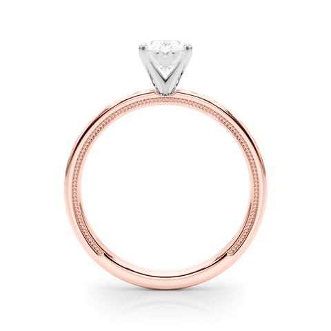 Rose gold Oval Solitaire Engagement Ring with Scrollwork Band and Four-Prong Setting 2