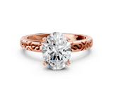 Rose gold Oval Solitaire Engagement Ring with Scrollwork Band and Four-Prong Setting_119