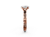 Rose gold Oval Solitaire Engagement Ring with Scrollwork Band and Four-Prong Setting_121