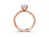 Rose gold Oval Solitaire Engagement Ring with Scrollwork Band and Four-Prong Setting_122