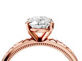 Rose gold Oval Solitaire Engagement Ring with Scrollwork Band and Four-Prong Setting_123