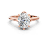 Rose gold Oval Solitaire Engagement Ring with Six-Prong Setting and Classic Band 2