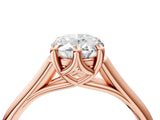 Rose gold Oval Solitaire Engagement Ring with Six-Prong Setting and Classic Band