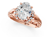 Rose gold Oval Solitaire Filigree Engagement Ring with Halo and Prong Setting_75