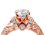 Rose gold Oval Solitaire Filigree Engagement Ring with Halo and Prong Setting_78