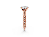 Rose gold Oval Solitaire Floral Milgrain Engagement Ring_33