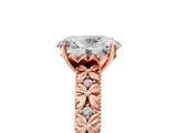 Rose gold Oval Solitaire Floral Milgrain Engagement Ring_36