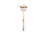 Rose gold Oval Solitaire Heart Prong Engagement Ring with Tapered Band_57