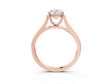 Rose gold Oval Solitaire Heart Prong Engagement Ring with Tapered Band_58