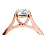 Rose gold Oval Solitaire Heart Prong Engagement Ring with Tapered Band_59