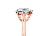 Rose gold Oval Solitaire Heart Prong Engagement Ring with Tapered Band_60