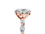 Rose gold Oval Solitaire Marquise Side Stone Prong Setting Ring_61