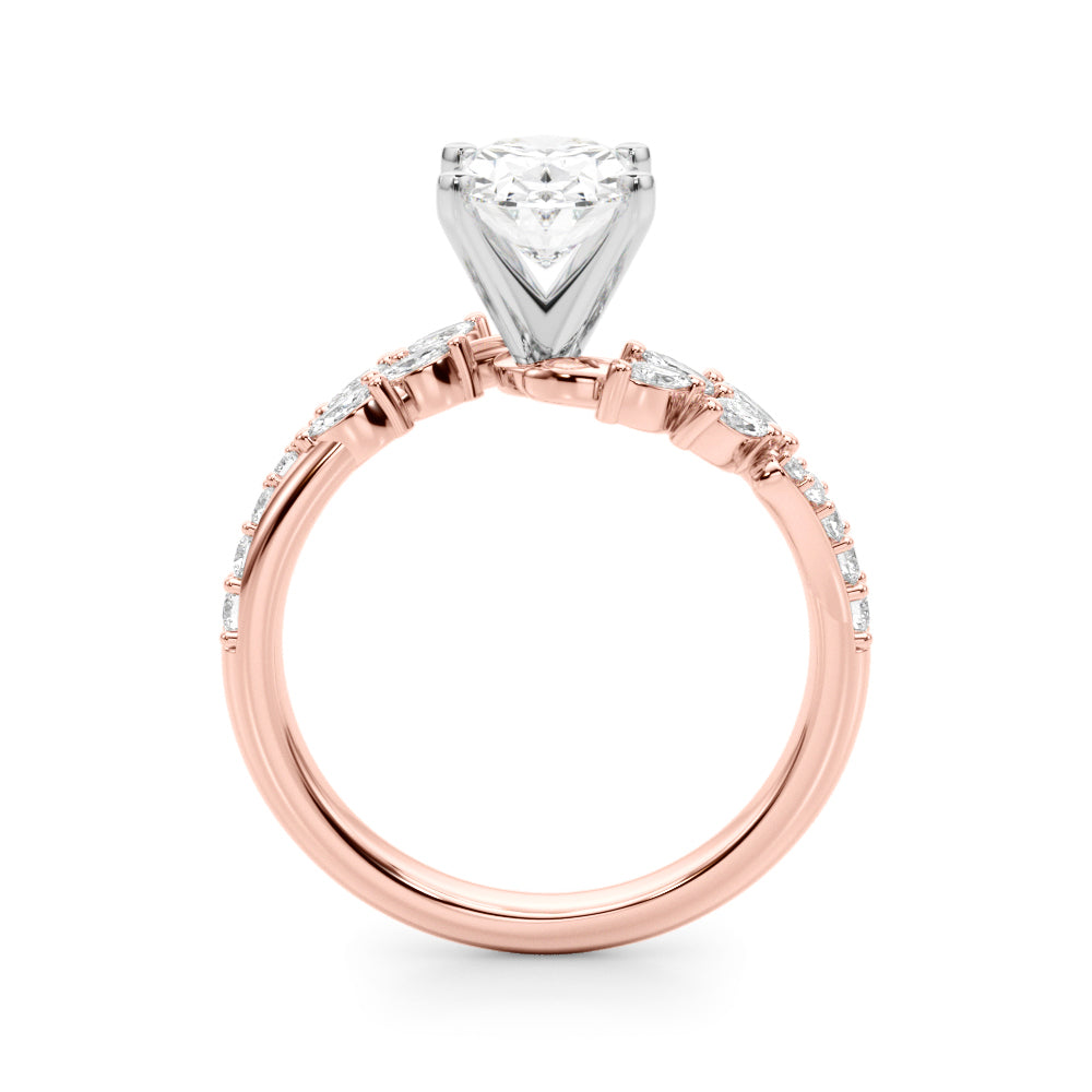 Rose gold Oval Solitaire Marquise Twist Band with Six-Prong Setting 2
