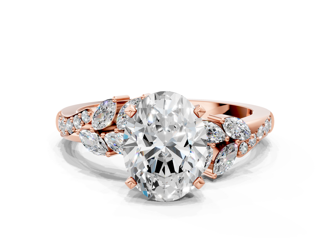 Rose gold Oval Solitaire Marquise Twist Band with Six-Prong Setting_54