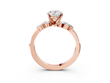 Rose gold Oval Solitaire Marquise Twist Band with Six-Prong Setting_57